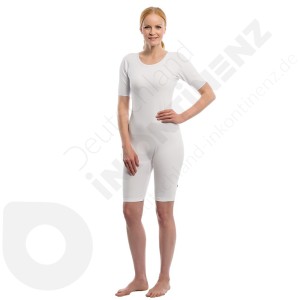 Suprima Short-Sleeves White Bodysuit with Zipper - LARGE