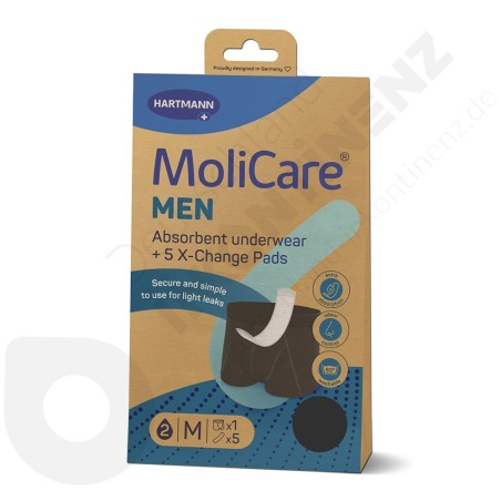 Molicare Men Waschbare Aufsaugende Unterwäsche 2 Tropfen + 5 Schutz - MEDIUM