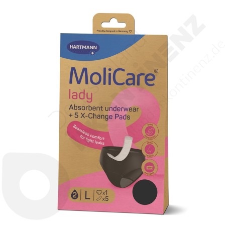 Molicare Lady Waschbare Aufsaugende Unterwäsche 2 Tropfen + 5 Schutz - MEDIUM