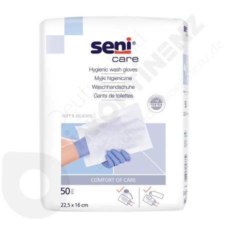 Seni Care Non-Laminated Hygienic Wash Gloves - 50 pieces