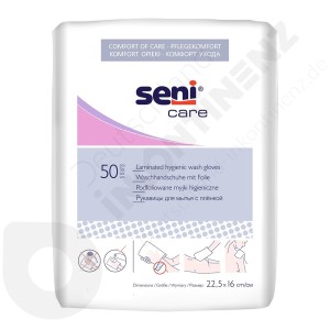 Seni Care Laminated Hygienic Wash Gloves - 50 pieces